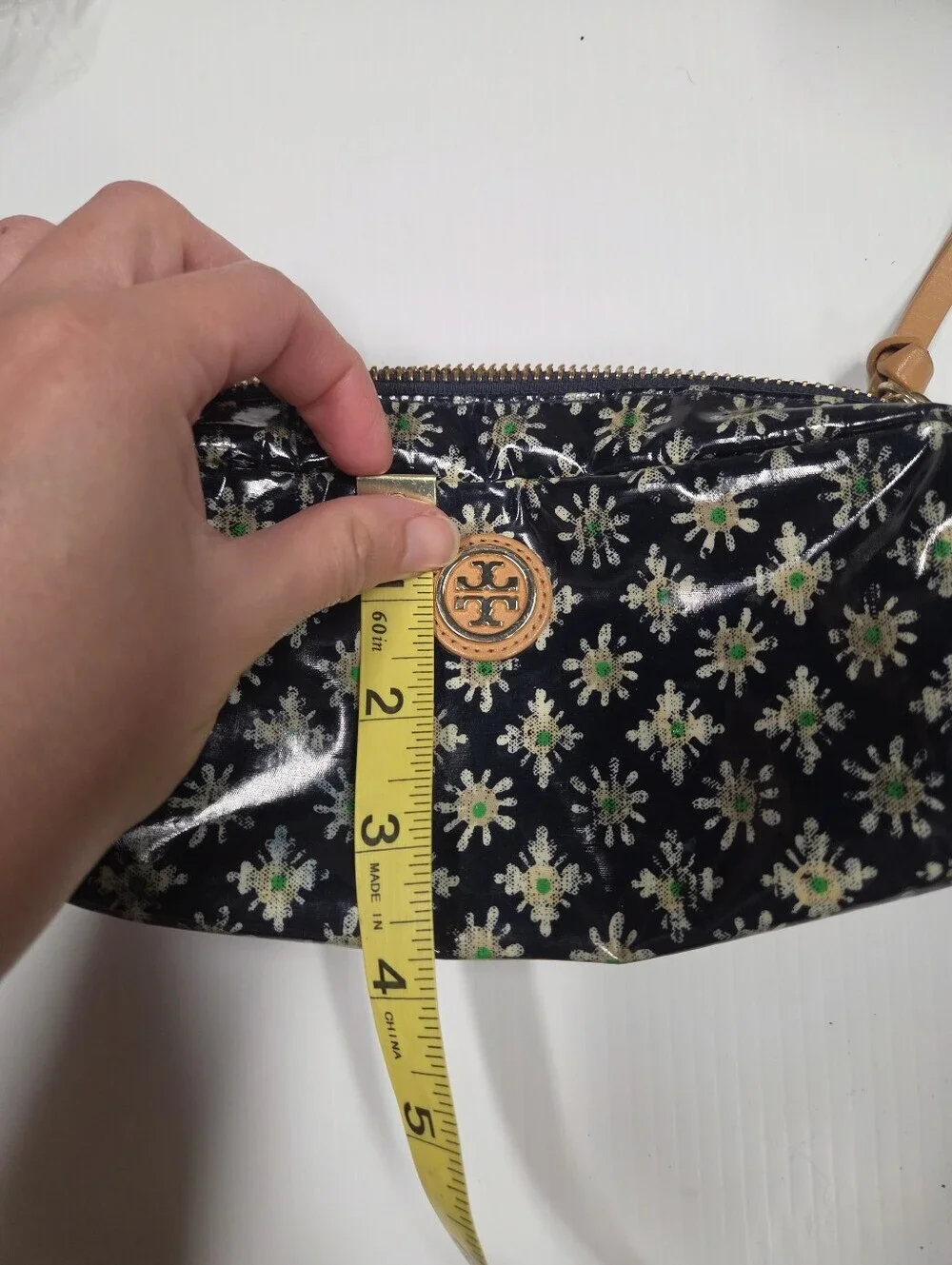 Tory Burch Kerrington Cosmetic Case Navy Happy Time Floral Makeup Pouch Travel B